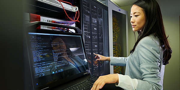 Woman in the IT server room.