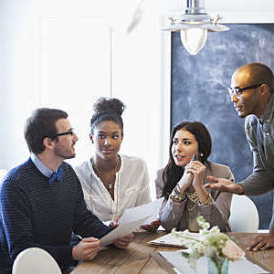 Group of multi-ethnic young business people meeting.